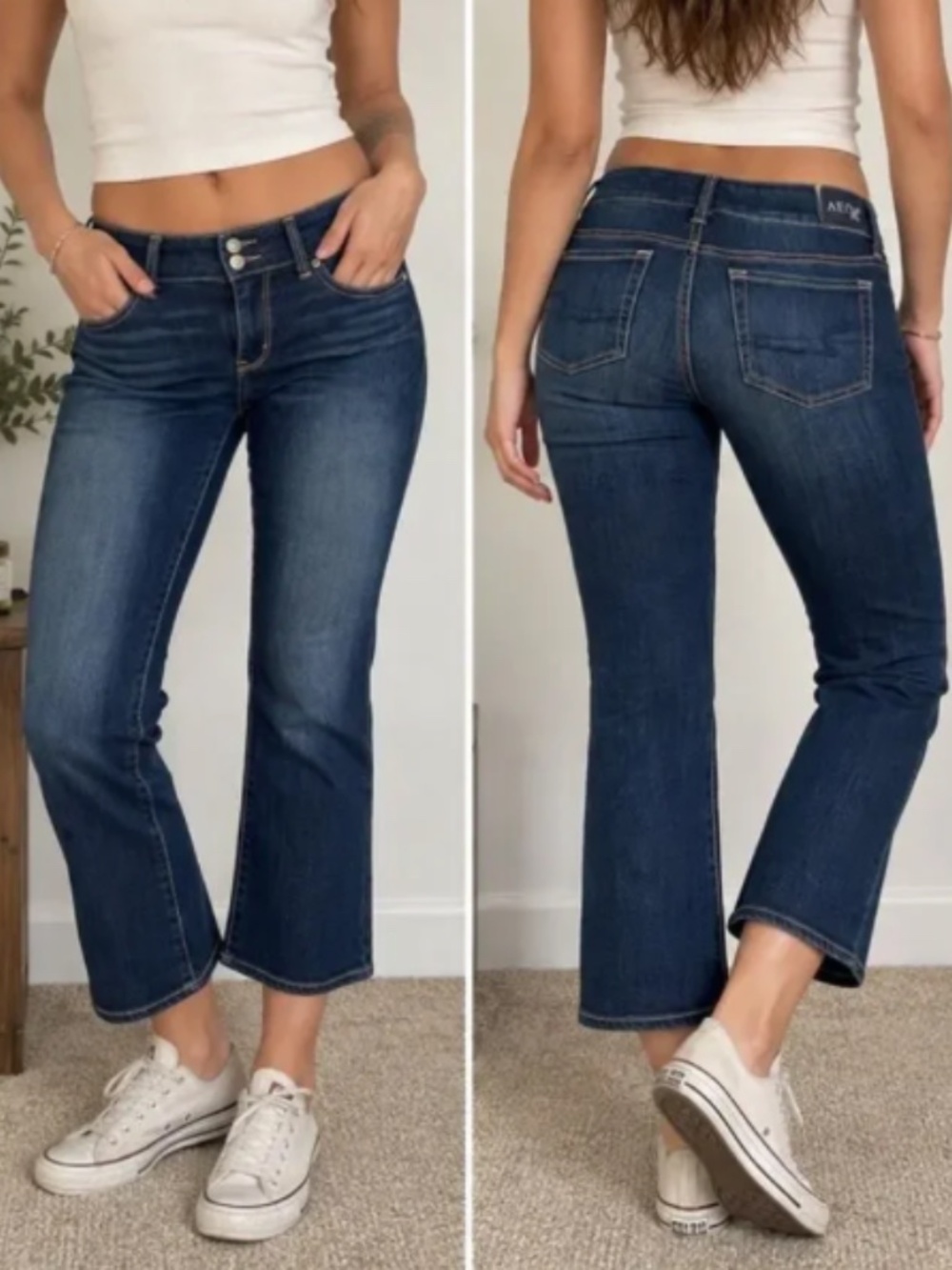 AE Artist Crop Bootcut Women's 10R Dark Indigo Jeans